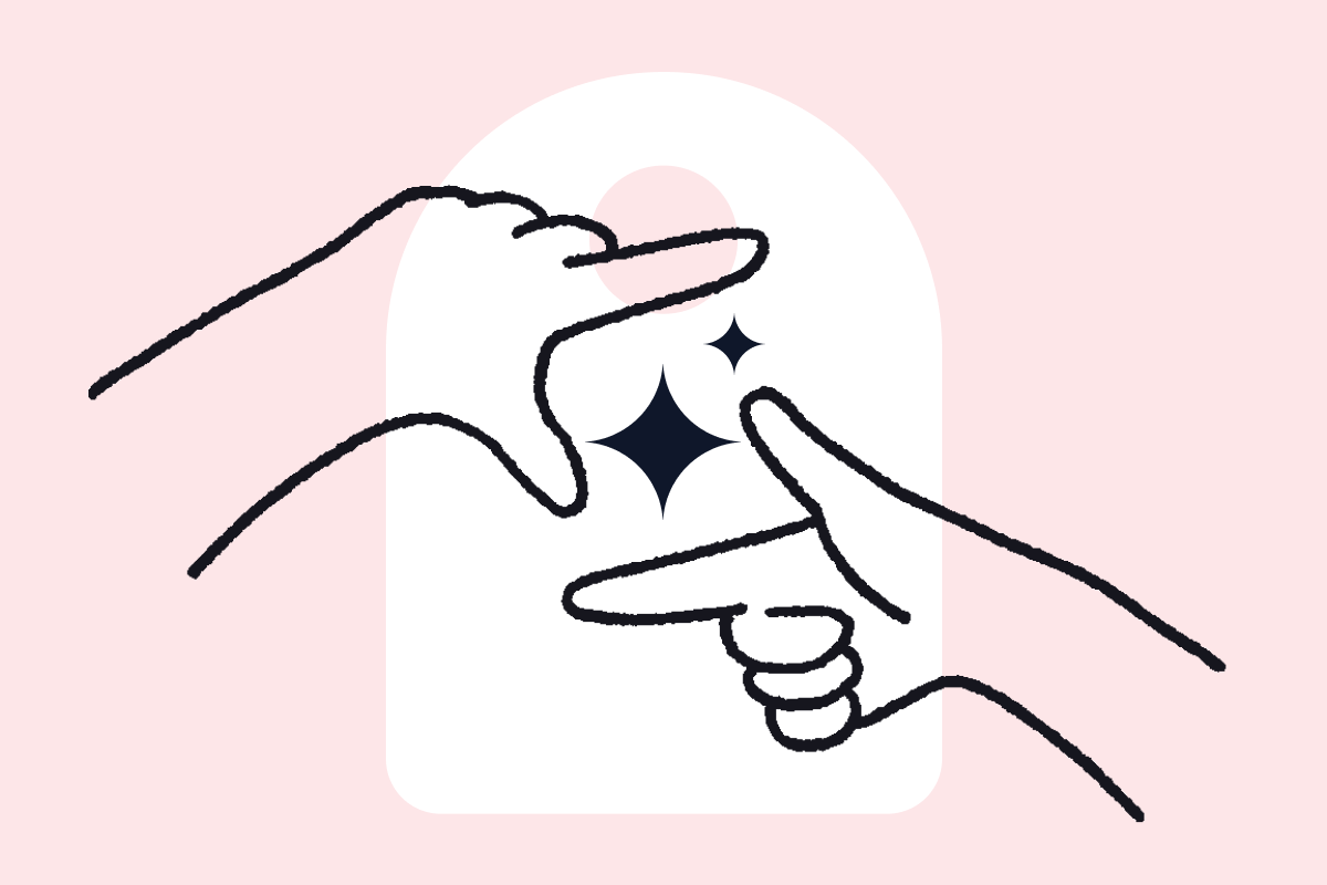 Cloudbeds AIホテル推薦調査のサムネイル。手と星のイラスト。